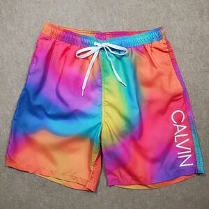 Calvin Klein Swimwear Mens Rainbow Swim Shorts Trunks Medium #D